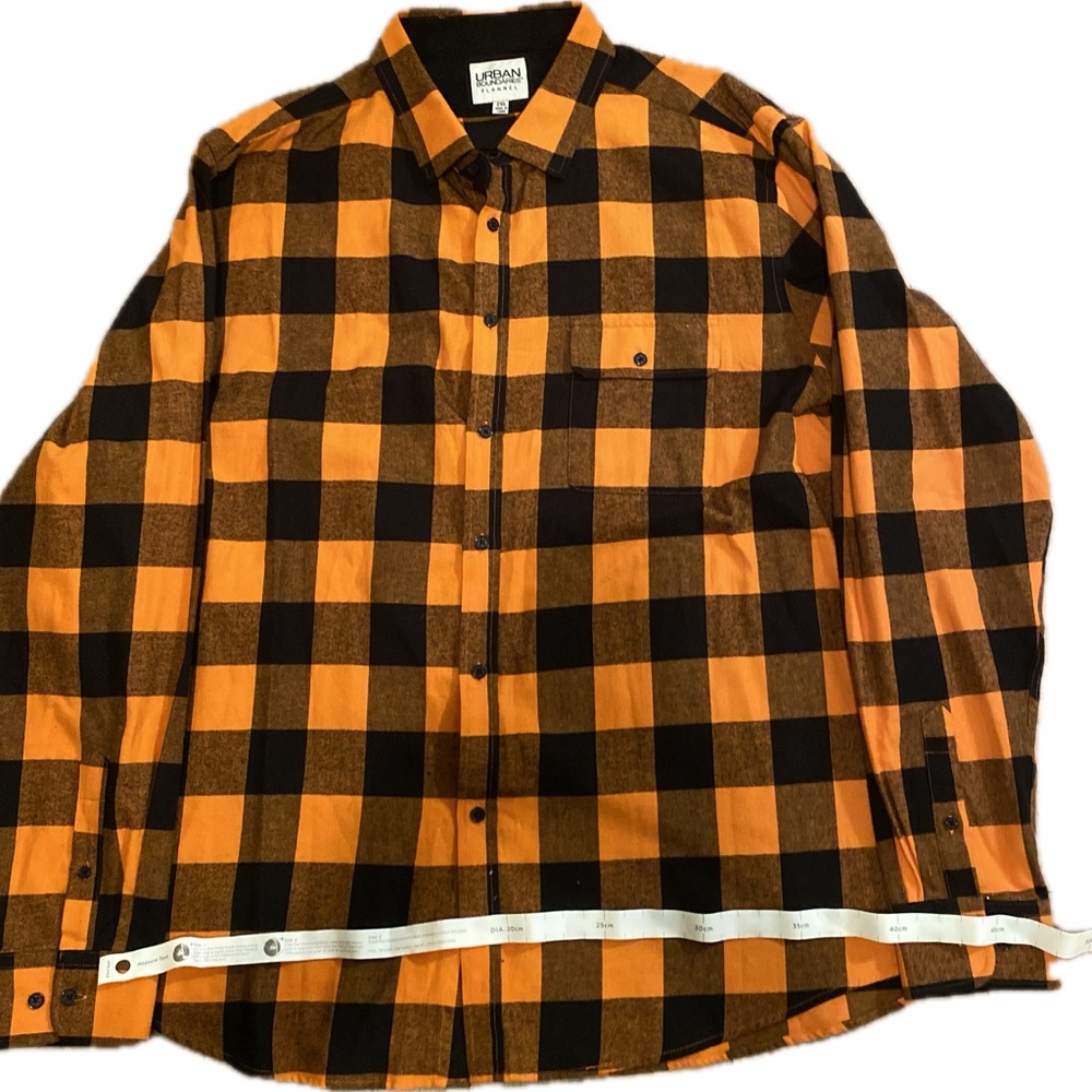 Urban Pipeline Men's Bold Checkered Shirt - Orange and Black